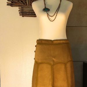Custom Hand Made Suede and Crocheted Skirt.